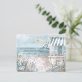 Blaue und weiße Küstenlandschaft Postkarte (Stehend Vorderseite)