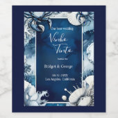 Blaue und weiße Küstenvibe Hochzeitsweinmarke Weinetikett (Einzelnes Label)