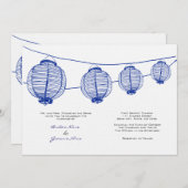 Blaue und weiße Laternen zum Hochzeitsempfang Einladung (Vorne/Hinten)