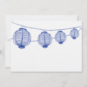 Blaue und weiße Laternen zum Hochzeitsempfang Einladung (Rückseite)