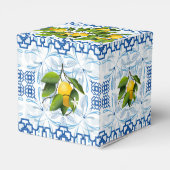 Blaue und weiße Lemon Mittelmeer Hochzeit Geschenkschachtel (Rückseite)