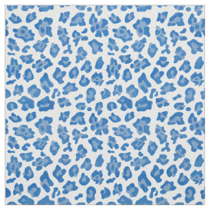 Blaue und weiße Leopardendruckmuster im Preppy-Sti Stoff