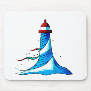 Blaue und weiße Leuchttürme Mouse Pad Mousepad