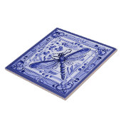 Blaue und weiße Libelle Mediterrane Folklorekunst Fliese (Seite)