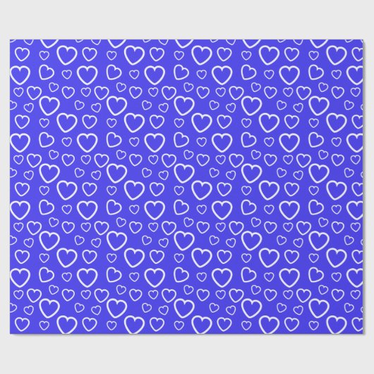 Blaue und weiße Liebe Herzmuster Geschenkpapier (Flach)