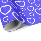 Blaue und weiße Liebe Herzmuster Geschenkpapier (Rolleneckpunkt)