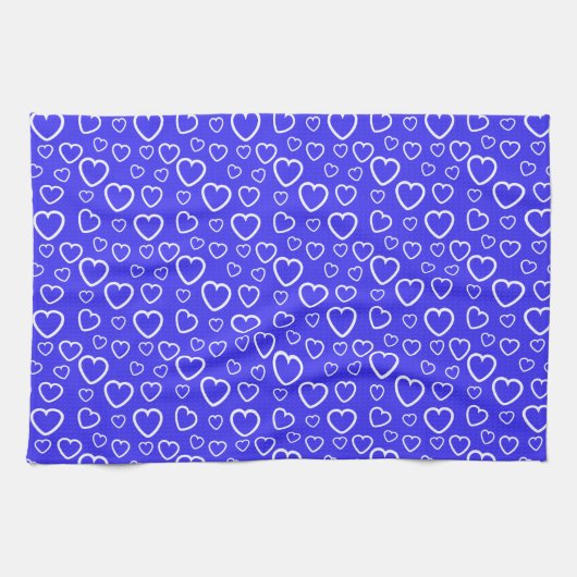 Blaue und weiße Liebe Herzmuster Geschirrtuch (Horizontal)