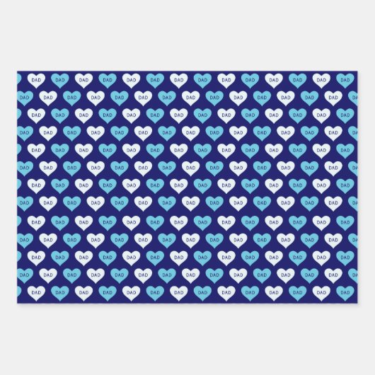 Blaue und weiße Liebe Vater Muster Geschenkpapier Set (Vorderseite)