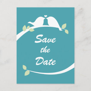 Blaue und weiße Liebe-Vögel, die Save the Date Ankündigungspostkarte