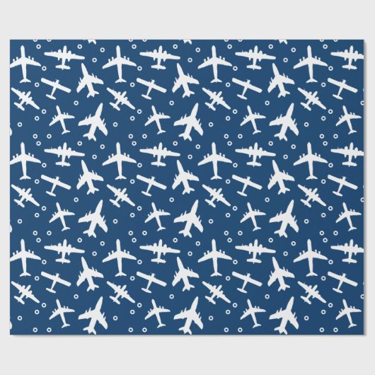 Blaue und weiße Luftfahrt - Muster Geschenkpapier (Flach)