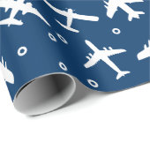 Blaue und weiße Luftfahrt - Muster Geschenkpapier (Rolleneckpunkt)