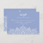Blaue und weiße Mandala-RSVP-Karten RSVP Karte (Vorne/Hinten)