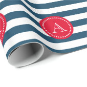 Blaue und weiße Marinemuster Geschenkpapier (Rolleneckpunkt)