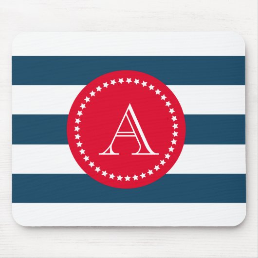 Blaue und weiße Marinemuster Mousepad (Vorne)