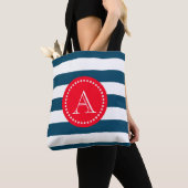Blaue und weiße Marinemuster Tasche (Von Nahem)