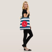 Blaue und weiße Marinemuster Tasche (Am Model)