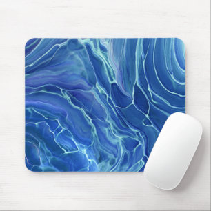 Blaue und weiße Marmor-Acrylabstraktion Mousepad