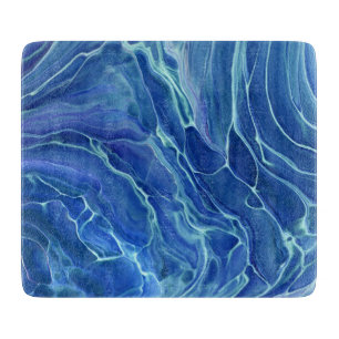 Blaue und weiße Marmor-Acrylabstraktion Schneidebrett