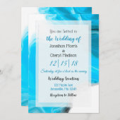 Blaue und weiße Marmorflüssigkeit Hochzeit Einladung (Vorne/Hinten)
