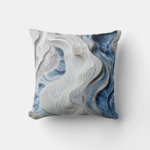 Blaue und weiße Marmorkristall-Geoden-Kunst Kissen