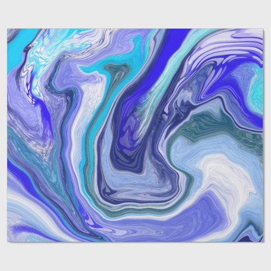 Blaue und weiße Marmorplatte Geschenkpapier (Flach)