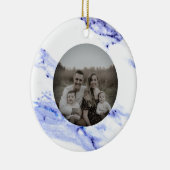 Blaue und weiße Marmorplatte Keramik Ornament (Rechts)