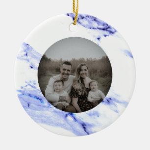 Blaue und weiße Marmorplatte Keramik Ornament