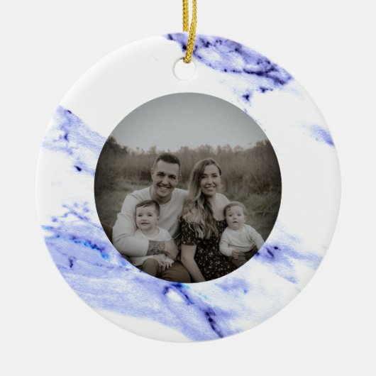 Blaue und weiße Marmorplatte Keramik Ornament (Vorne)