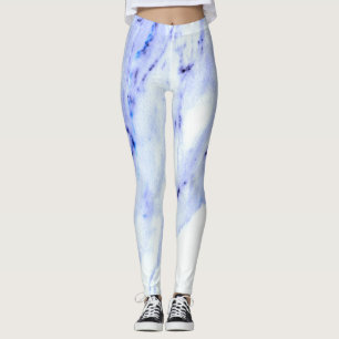 Blaue und weiße Marmorplatte Leggings