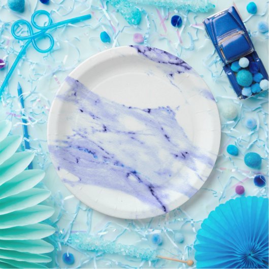 Blaue und weiße Marmorplatte Pappteller (Party)