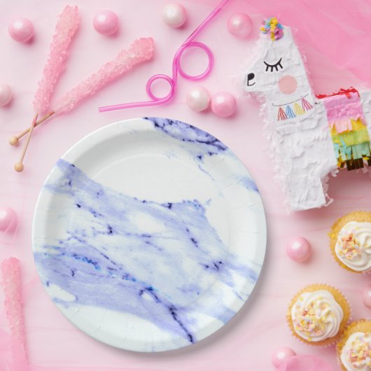 Blaue und weiße Marmorplatte Pappteller (Party)