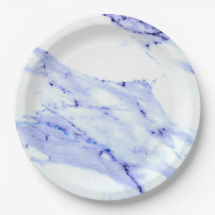 Blaue und weiße Marmorplatte Pappteller