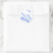 Blaue und weiße Marmorplatte Runder Aufkleber (Tasche)