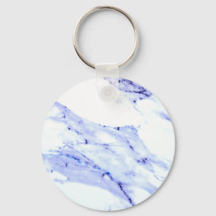 Blaue und weiße Marmorplatte Schlüsselanhänger