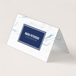 Blaue und weiße Marmorplatte Visitenkarten