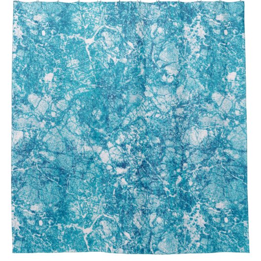 Blaue und weiße Marmorstruktur Duschvorhang (Vorderseite)