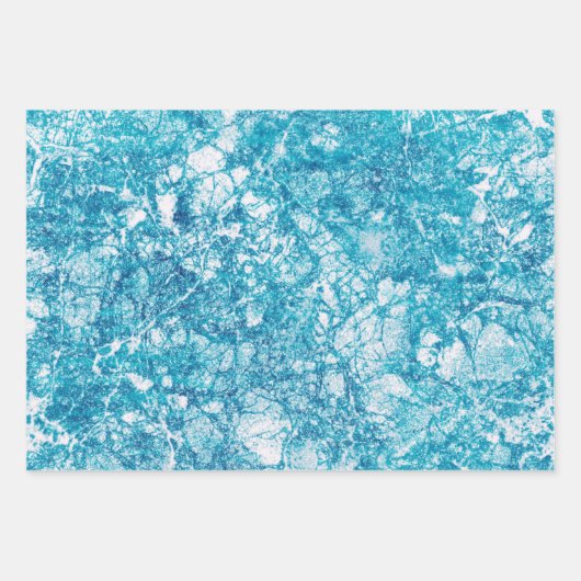 Blaue und weiße Marmorstruktur Geschenkpapier Set (Vorderseite 3)