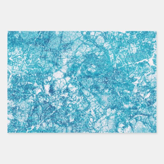 Blaue und weiße Marmorstruktur Geschenkpapier Set (Vorderseite 2)