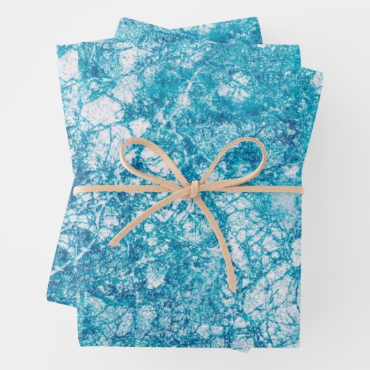 Blaue und weiße Marmorstruktur Geschenkpapier Set (Beispiel)