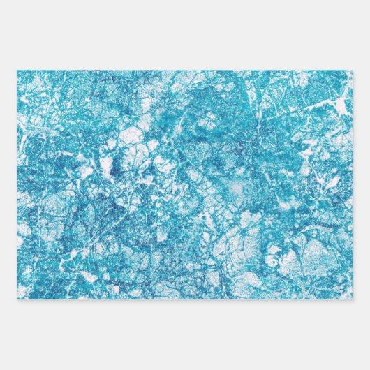 Blaue und weiße Marmorstruktur Geschenkpapier Set (Vorderseite)