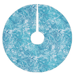 Blaue und weiße Marmorstruktur Polyester Weihnachtsbaumdecke