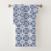 Blaue und weiße marokkanische Fliesenmuster Badhandtuch Set (Insitu)