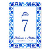 Blaue und weiße marokkanische Hochzeit Tischnummer (Vorderseite)