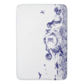 Blaue und weiße Mermaids mit Seehölle Monogramm Badematte (Vorderseite Vertikal)