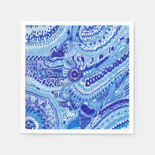 Blaue und weiße Ming Art gemustert Serviette