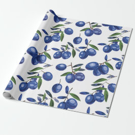 Blaue und weiße Mittelmeer-Oliven Geschenkpapier
