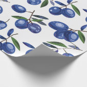 Blaue und weiße Mittelmeer-Oliven Geschenkpapier (Ecke)