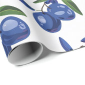 Blaue und weiße Mittelmeer-Oliven Geschenkpapier (Rolleneckpunkt)
