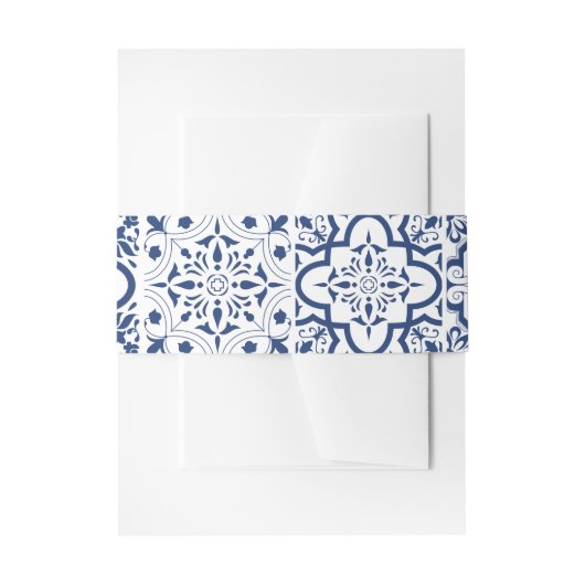 Blaue und weiße Mittelmeerküste Hochzeit Einladungsbanderole (Vorderseite Beispiel)