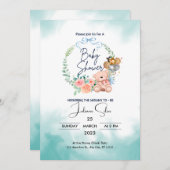 Blaue und weiße moderne Babydusche Einladung (Vorne/Hinten)